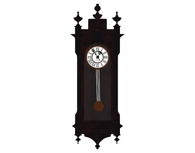 Vintage Wooden Grandfather Clock With Ornate Design White Dial And Pendulum 3d model