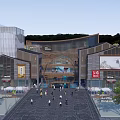 Scenic Commercial Street With Modern Buildings Greenery Waterfront Pedestrian Walkways And Outdoor Seating