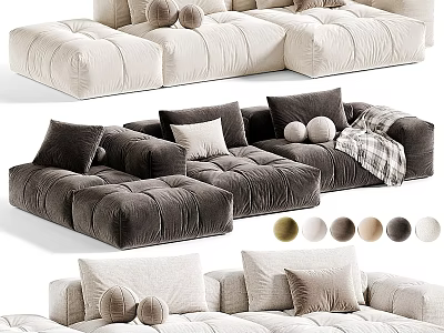 Plush Modular Sofa Designs With Color Options Pillows And Soft Cushions 3d model