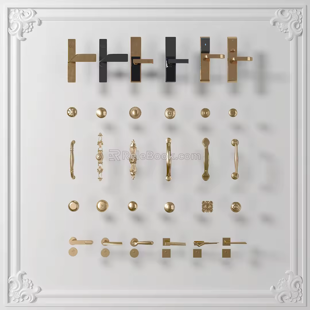 Jane European door handle door handle combination 3d model