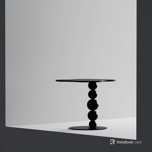 Modern Black Side Table With Round Top And Spherical Stacked Base 3d model 