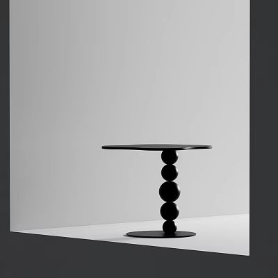 Modern Black Side Table With Round Top And Spherical Stacked Base 3d model