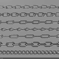 Various Metal Chains With Different Link Designs And Stainless Steel Material 3d model