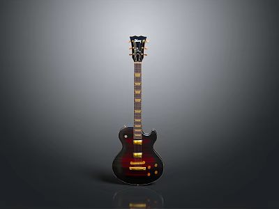 Red Gradient Solid Body Electric Guitar With Steel Strings For Daily Use 3d model