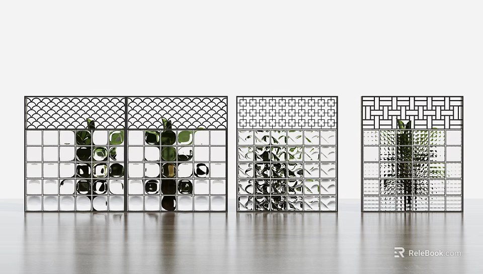Modern Room Dividers With Various Geometric Patterns And Metal Frames Decorative Screens 3d model