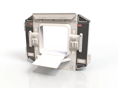 Open Space Capsule Hatch With Frame Control Panels And Mechanical Components 3d model