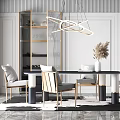 Light Luxury Dining Table and Chair Combination 3d model