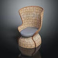 Modern Woven Leisure Chair With Gray Cushion And Curved Back Design For Comfortable Seating