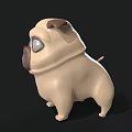 Cute 3D Cartoon Pug Toy With Big Eyes Beige Brown Color Design