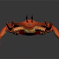 Orange Crab Figurine With Large Claws And Segmented Legs On Dark Surface