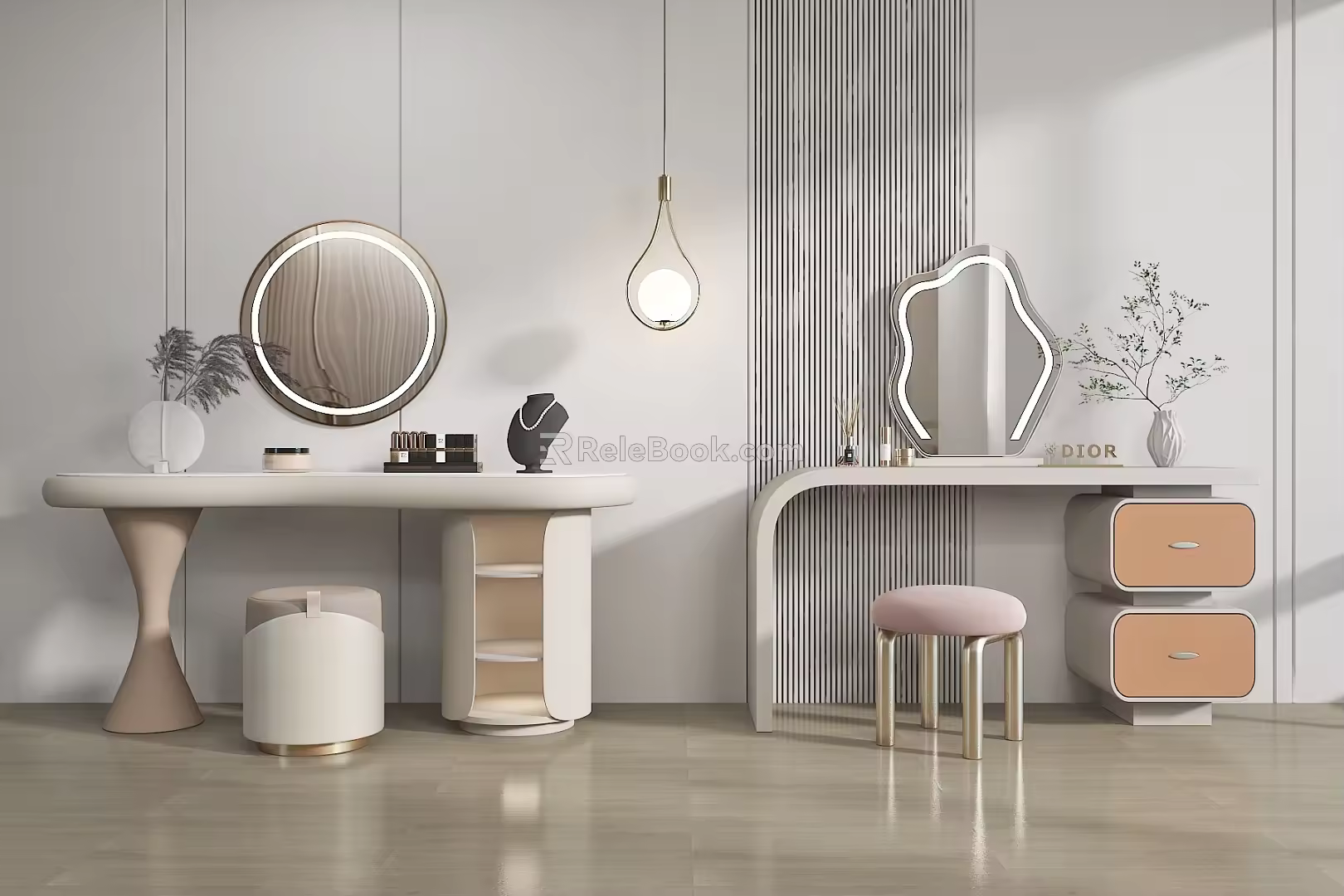 Modern Cream Style Home Dressing Table 3d model