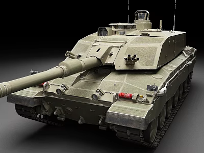 Military Main Battle Tank With Long Barrel Tracks And Turret Components 3d model