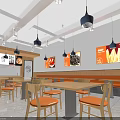 Small Pot Rice Restaurant With Fresh Ingredients Freshly Stir Fried Bright Interior And Orange Signage