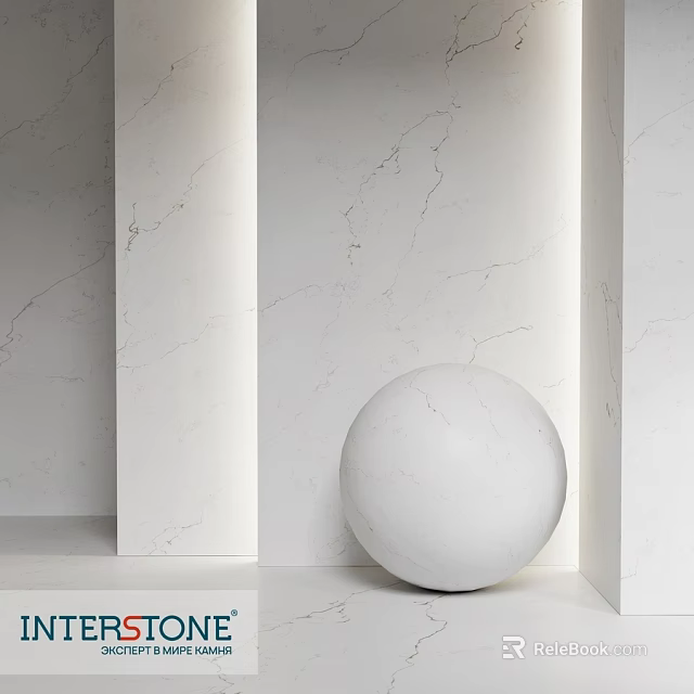 White Marble Architectural Components With Sphere And Panel Walls In Minimal Space 3d model 