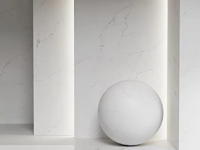 White Marble Architectural Components With Sphere And Panel Walls In Minimal Space 3d model