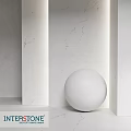 White Marble Architectural Components With Sphere And Panel Walls In Minimal Space