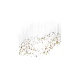 Modern Luxury Chandelier With Feather Shaped Metallic Elements Illuminated Hanging Design 3d model