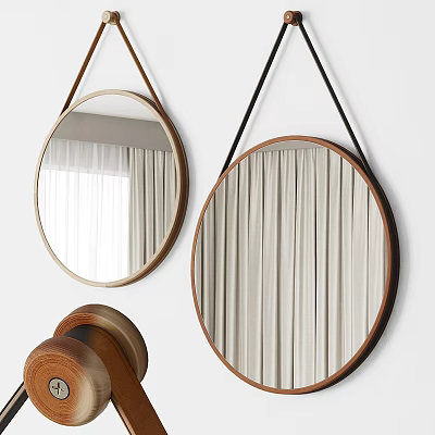 Round Hanging Mirrors In Modern Home Decor With Wood Accents 3d model Round Hanging Mirrors In Modern Home Decor With Wood Accents 3d model