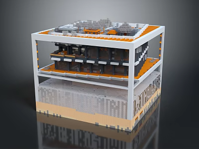 Modern Multi Level Water Transport Vehicle With Orange White Exterior And Deck Structure Design 3d model
