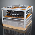 Modern Multi Level Water Transport Vehicle With Orange White Exterior And Deck Structure Design