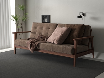 Japanese-style double sofa multi-person sofa 3d model