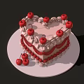 Delicious Layered Cake Topped With Fresh Cherries And Cream Frosting On White Plate
