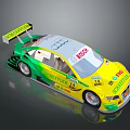 Yellow Green Audi Racing Car With BOSCH SCHAEFFLER Logos And German Flag Design