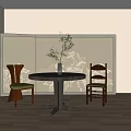 Leisure Chair With Green Cushion In Room With Sunlight Blinds Light Shadows And Round Table