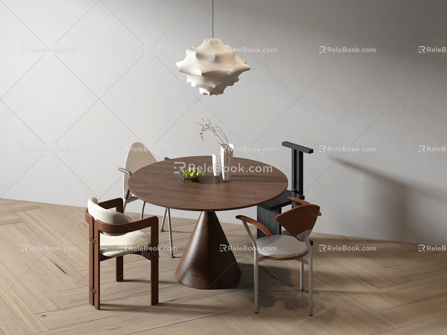 Ancient Quiet Dining Table and Chair Ornaments 3d model