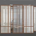 Elegant Modern Partition Screens With Metal Frames And Grid Design For Interior 3d model