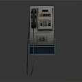 Vintage Coin Operated Telephone With Metal Body Keypad Display Screen Wall Mounted Blue Stand