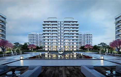 Modern Residential District Multi-storey Residential District Landscape 3d model