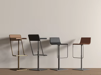 Modern Minimalist Bar Chair Metal Bar Chair Leather Bar Chair 3d model