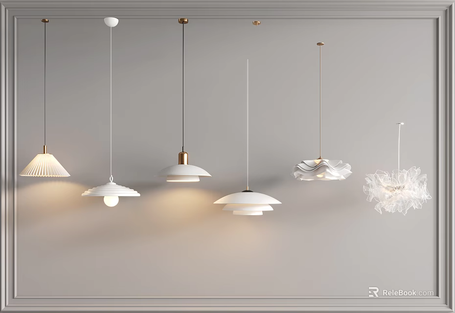 Modern Pendant Lights Featuring Unique Contemporary Designs And White Gold Accents 3d model 