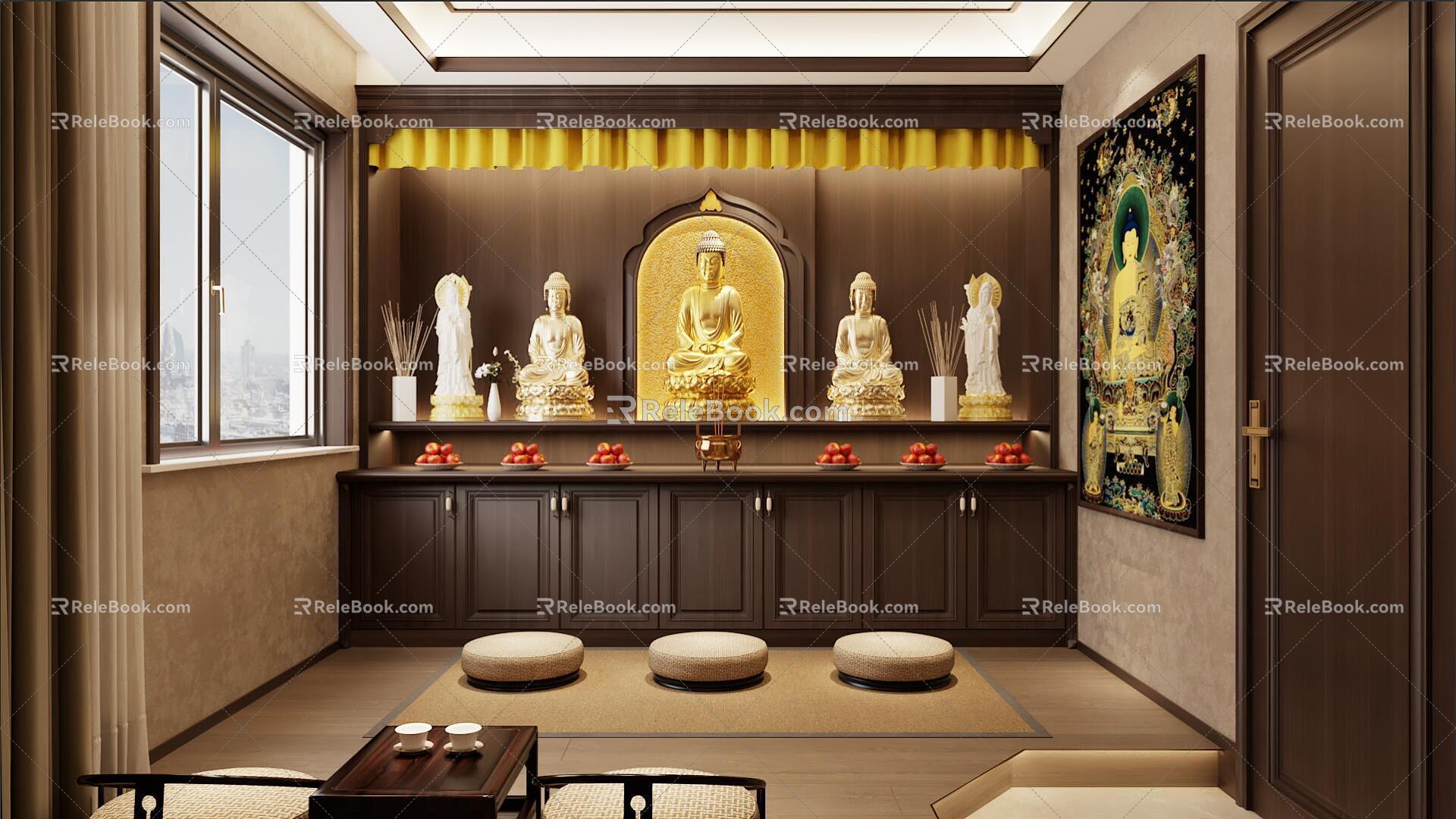 Buddha Hall Buddha Statues 3d model