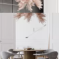 Minimalist Modern Dining Table Set With Round Wooden Top Gray Chairs And Pendant Light