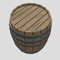 Cartoon Scene With Vintage Wooden Barrel And Metal Hoops Detailed Texture Design