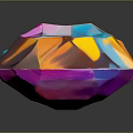 Colorful Polyhedral Gemstone With Purple Blue Orange Hues Shiny Surface And Dark Background Reflection