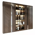 Stylish Modern Wooden Display Cabinet With Multiple Shelves Vases Books And Decorative Sculptures