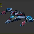 Futuristic Spaceship Design With Blue And Pink Neon Lights And Aerodynamic Structure