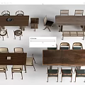 Stylish Wooden Dining Table Set With Matching Chairs And Side Tables 3d model