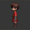 Cartoon Man with Red Hair Wearing Red Robe Blue Wrist Guards and Brown Boots