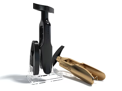 Professional Hardware Tools Including Black And Gold Clamps With Clear Display Stand 3d model