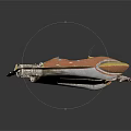Orange Yellow Spaceship Sideways with Floating Astronaut in Cosmic Space Exploration