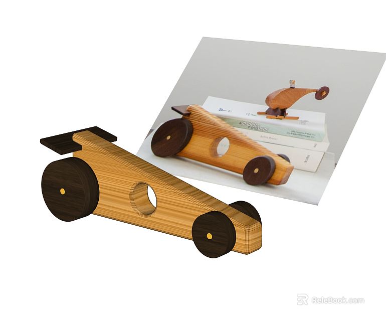 Electric Wooden Toy Car With Black Wheels And Simple Packaging Design 3d model 