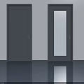 Modern Gray Hinged Doors with Solid Panel and Glass Insert Design 3d model