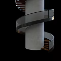 Modern Spiral Staircase Design With Concrete Central Column Glass Railing And Wooden Steps