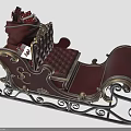 Elegant Santa's Sleigh With Deep Red Upholstery Ornate Metal Accents And Gift Pile