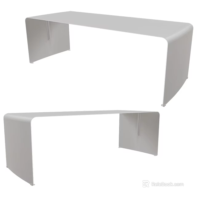 Modern White Dining Table Featuring Sleek Surface Clean Lines And Minimalist Design 3d model 