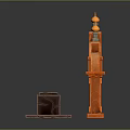 Scenic Red Arched Architecture With Golden Spires Stone Steps And Reflective Surface